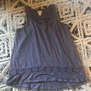 Blue grey Mossimo tank top, flower detail